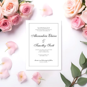 Invitación clásica a la boda blanca y negra