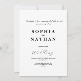 Invitación clásica a la boda blanca y negra