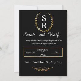 invitación clásica a la boda en blanco y negro