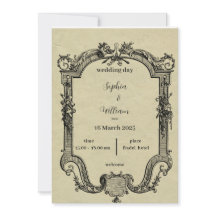 Invitación clásica a la boda verde y negra