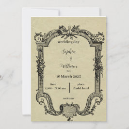 Invitación clásica a la boda verde y negra