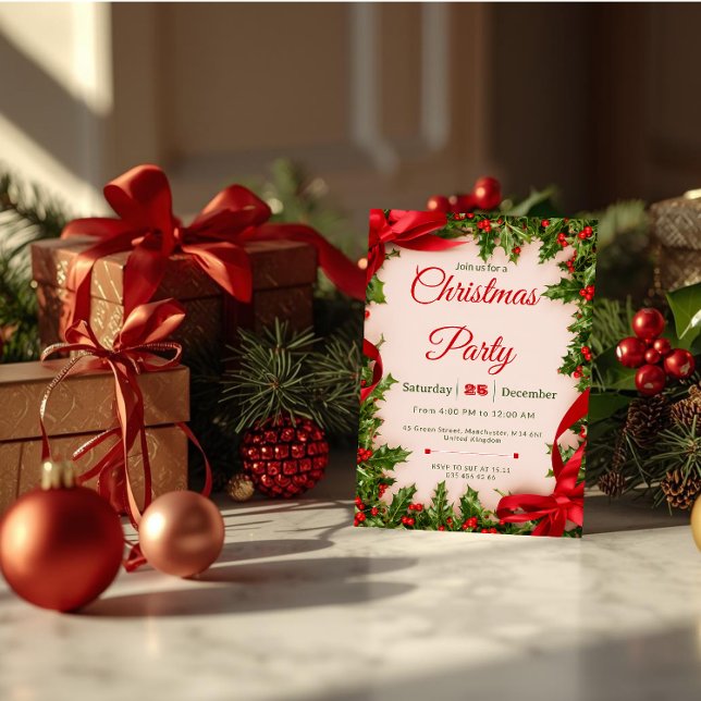 Invitación clásica a la fiesta de Navidad (Subido por el creador)