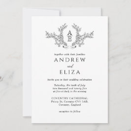 Invitación clásica a monograma negro y blanco de l