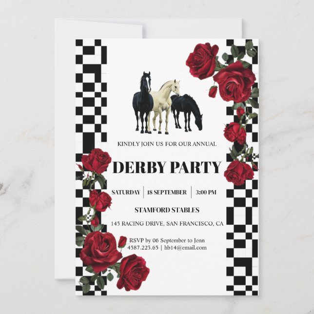 Invitación Clásica a una Fiesta del Derby de Kentu (Anverso)