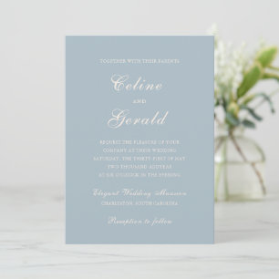 Invitación Clásica Boda Elegante Azul Muerto