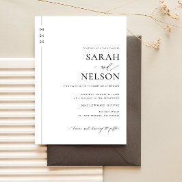 Invitación Clásica Boda Elegante de Blanco y Negro