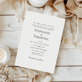 Invitación Clásica Boda Elegante Formal en Blanco y Negro