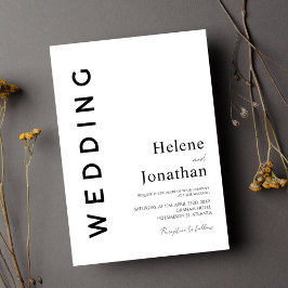 Invitación Clásica Boda Elegante Minimalista Negra Y Blanca