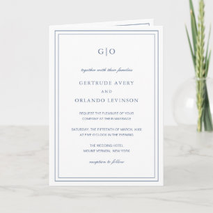 Invitación Clásica Boda Elegante Polvo Azul