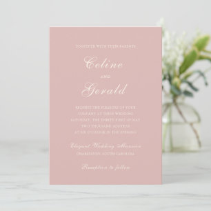 Invitación Clásica Boda Elegante Rosa