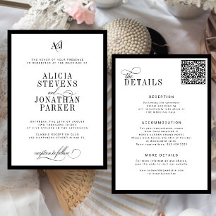 Invitación Clásica boda en blanco y negro de dinero antiguo
