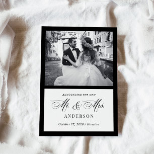 Invitación clásica Boda negro y blanco de lujo