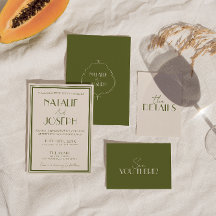 Clásica Boda Retro de Dinero Antiguo Verde Oliva d