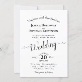 Invitación Clásica Boda simple y blanca y elegante