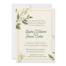 Clásica Botanica Verde Marfil Boda Personalizada
