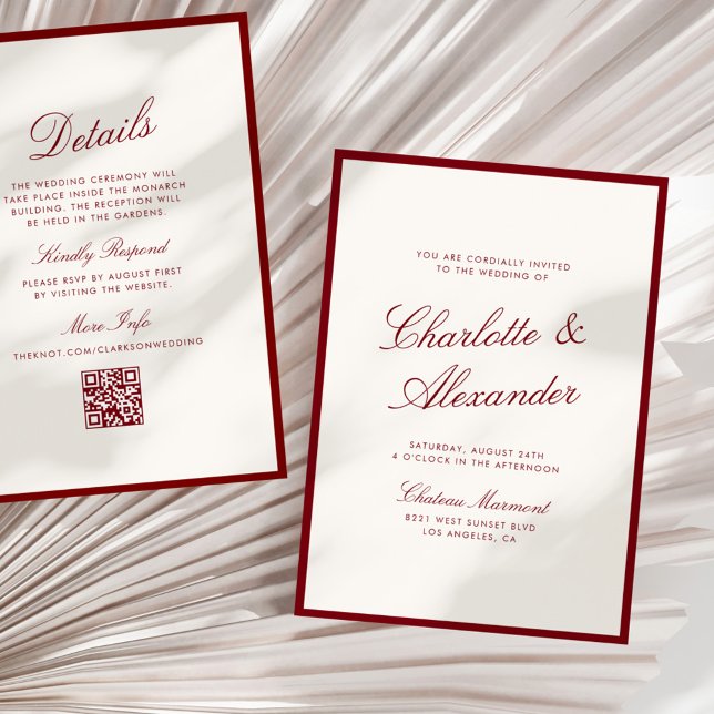 Invitación Clásica caligrafía Boda del dinero viejo rojo prof (Subido por el creador)