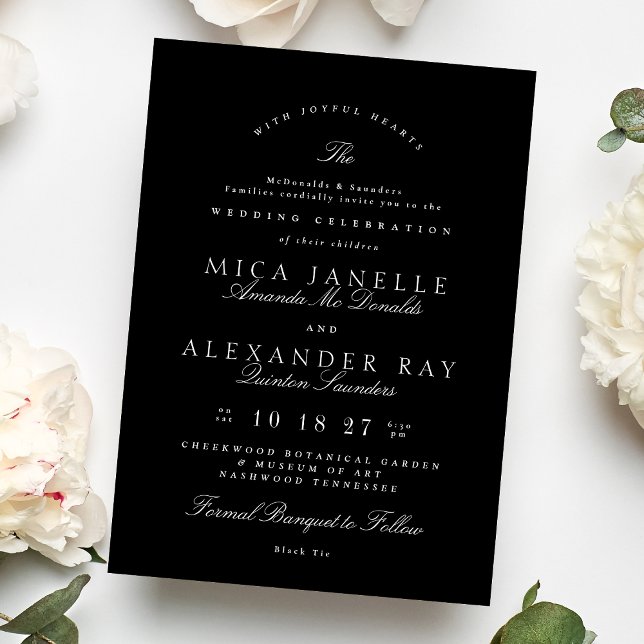 Invitación Clásica caligrafía elegante Boda blanco y negro (Subido por el creador)