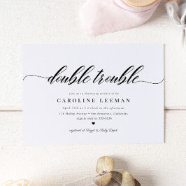 Invitación Clásica caligrafía elegante Twin Baby Shower