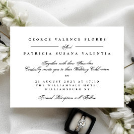Invitación Clásica caligrafía formal negra elegante matrimoni