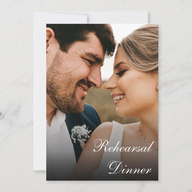 Invitación Clásica caligrafía guión foto ensayo cena (Anverso)