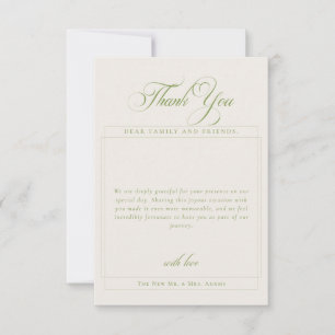Invitación Clásica Caligrafía Verde Simple Foto Gracias