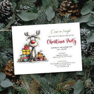 Invitación clásica caprichosa de renos para fiesta