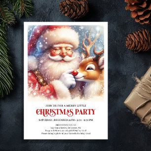 Invitación Clásica Celebración de Nochebuena de Santa Rudolph