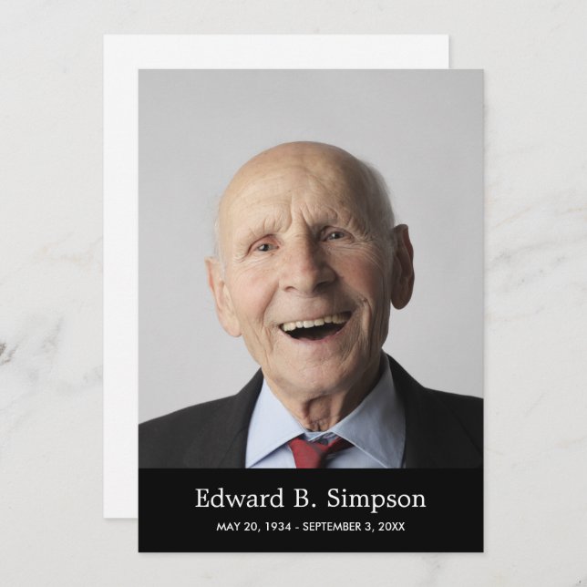 Invitación Clásica Celebración Negra De La Vida Con Foto (Anverso / Reverso)