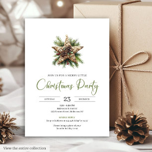 Invitación Clásica Cena Navideña Botánica Neutral Bohemiana