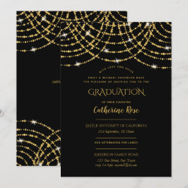 Invitación Clásica Ceremonia de Graduación de Oro Negro + Rec