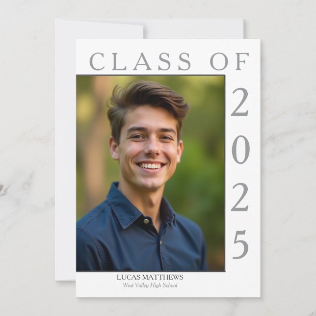 Invitación Clásica clase blanca de Personalizado graduado 202 (Anverso)