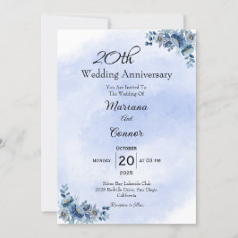 Invitación clásica de aniversario de boda floral a