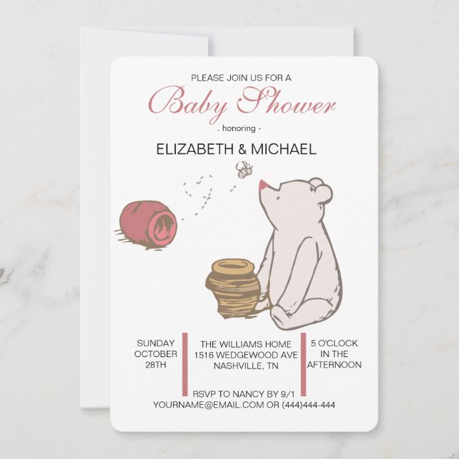 Invitación clásica de Baby Shower (Anverso)
