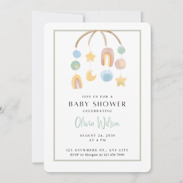 Invitación clásica de Baby Shower (Anverso)