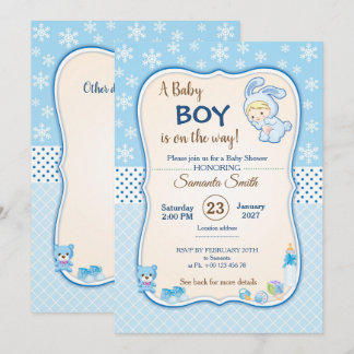 Invitación clásica de Baby Shower de conejo