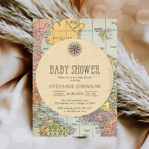 Invitación Clásica de Baby Shower de Viaje Mundial