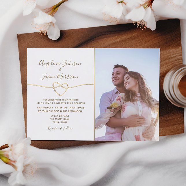 Invitación Clásica de Boda Blanca con Foto (Subido por el creador)