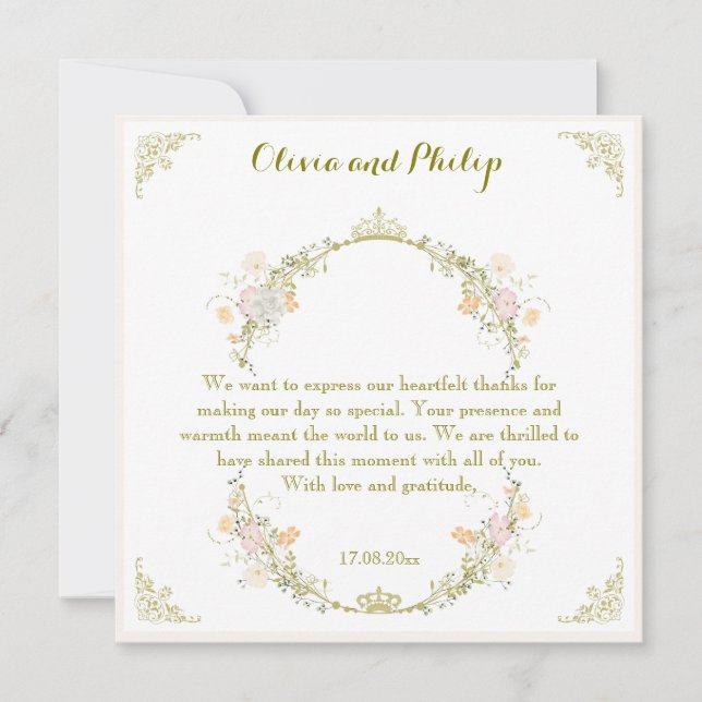 Invitación clásica de boda con ornamento floral vi (Anverso)