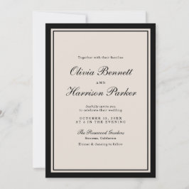 Invitación clásica de boda de dinero antiguo negro