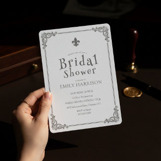 Invitación Clásica de Boda de Negro y Blanco
