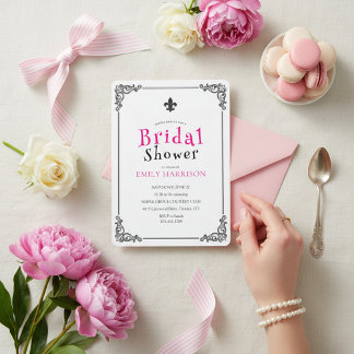 Invitación Clásica de Boda de Negro y Blanco