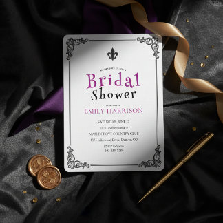 Invitación clásica de boda de negro y blanco