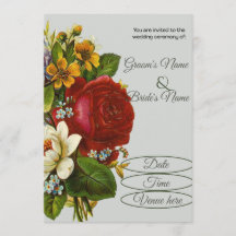 Invitación clásica de boda floral grandiosa para g