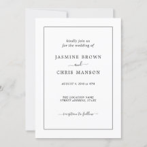 Invitación Clásica De Boda Simple Y Elegante