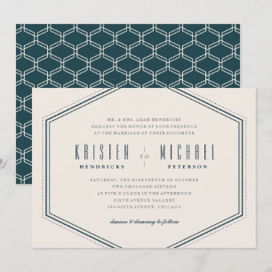 Invitación clásica de bodas de hexágono - Océano