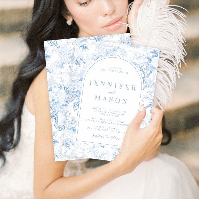 Invitación clásica de bodas de la Chinoiserie blan (Subido por el creador)