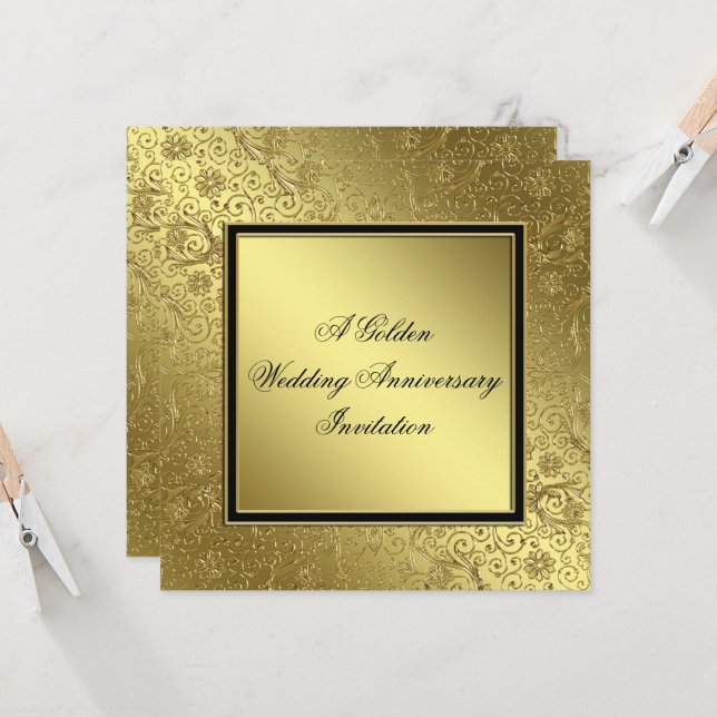 Invitación Clásica de Bodas de Oro (Anverso/Reverso In Situ)