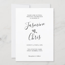 Invitación clásica de bodas simple y elegante