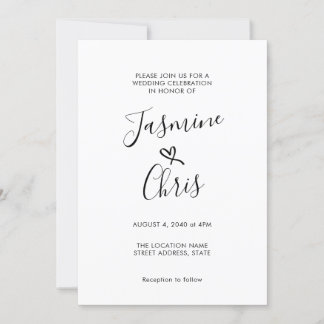 Invitación clásica de bodas simple y elegante