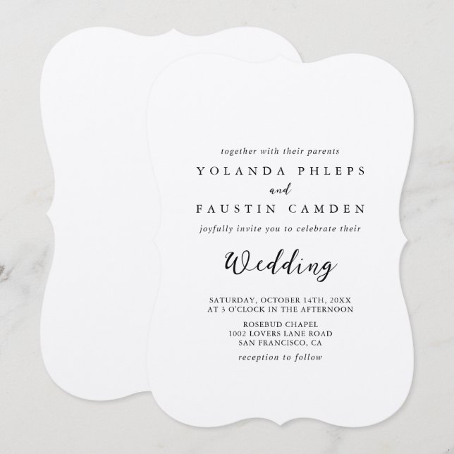 Invitación clásica de casamiento Kraft (Anverso / Reverso)